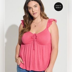 Torrid NWT Slub Sweetheart Ruffle Eyelet Shoulder top